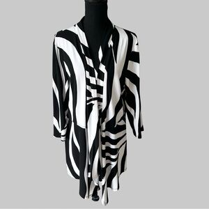 Frank Lyman Zebra Striped Draped Jersey Open Front Jacket Made in Canada